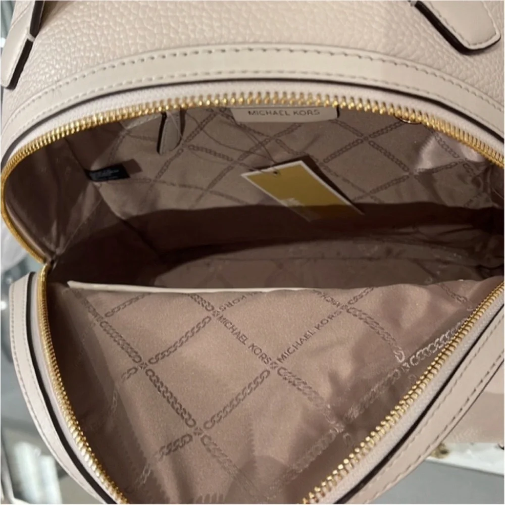 Michael Kors Valerie Medium Light Cream Pebbled Leather Backpack
